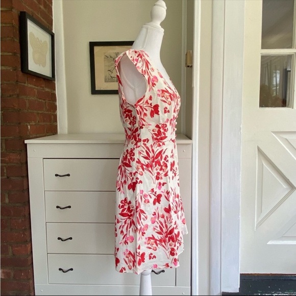 Banana Republic NWT Spring Coral Floral Linen Cotton Mini Dress - Picture 3 of 16